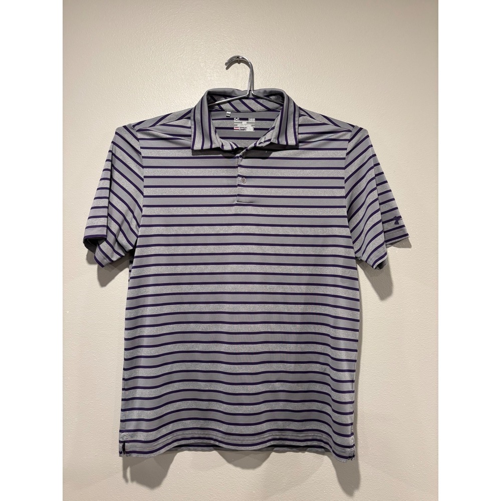 Under Armour Mens HeatGear Loose Striped Polo Shirt Grey Purple UM0507 Large